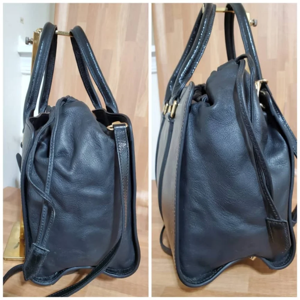 Authentic Burberry Dinton Convertible Satchel Patent Medium